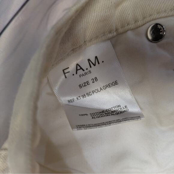 F.AM. Paris Straight Crop  White Jeans Size 28 - Picture 7 of 9